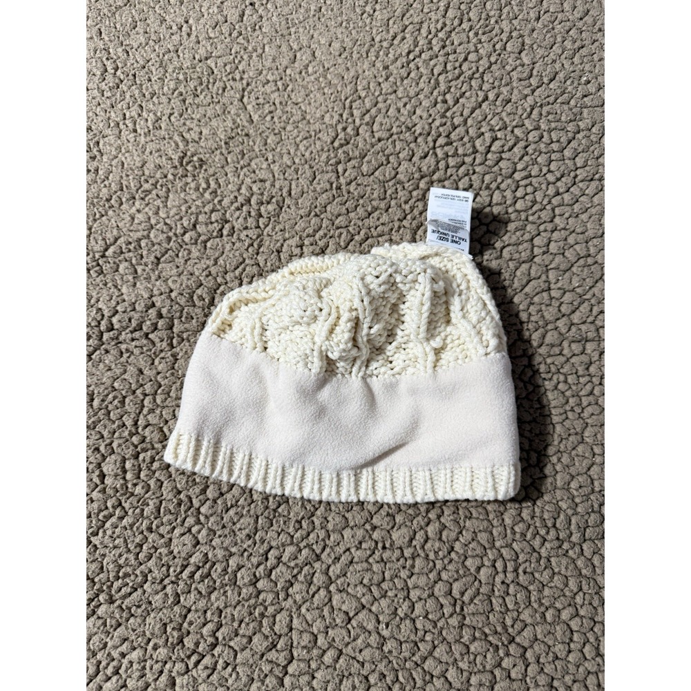 Women's The North Face Fleece Lined Cream Knit Beanie - One Size - Picture 9 of 9
